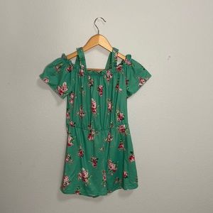 Romper shorts with cute sleeves,  girls size 12, green